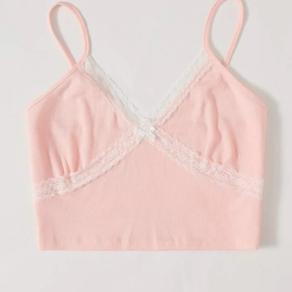 Shein plus lace trim crop cami top